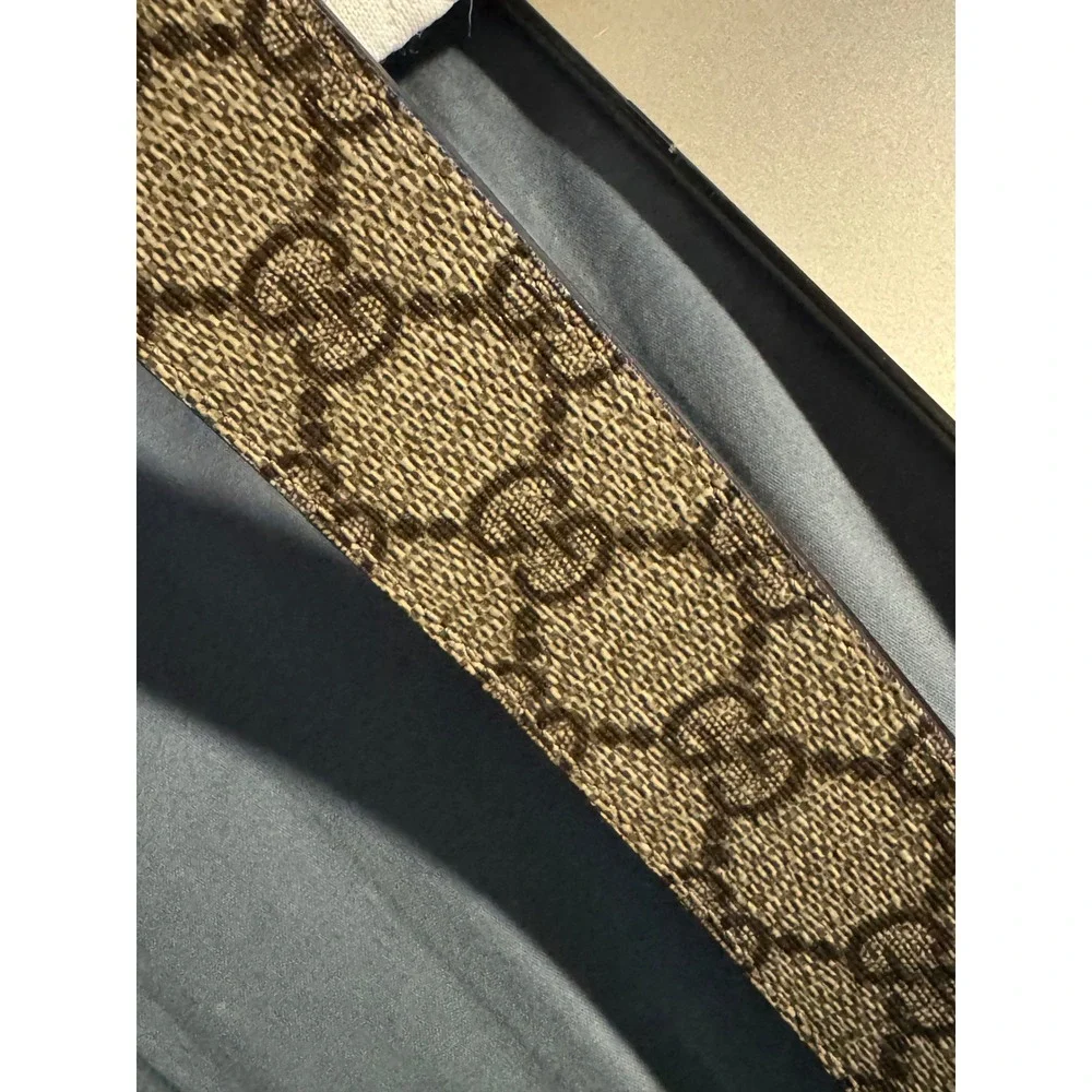 Gucci GG Supreme Belt Brown Monogram Gold Buckle 722370 85/34 Mens - Picture 3 of 5